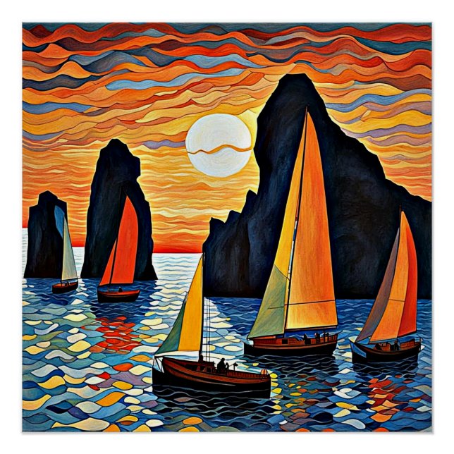 Póster Navegando junto a rocas (Anverso)