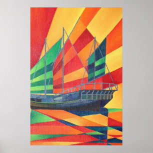 Póster Navegar fuera del barco basura