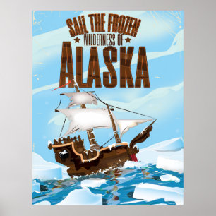 Póster Navegar por el desierto congelado de Alaska