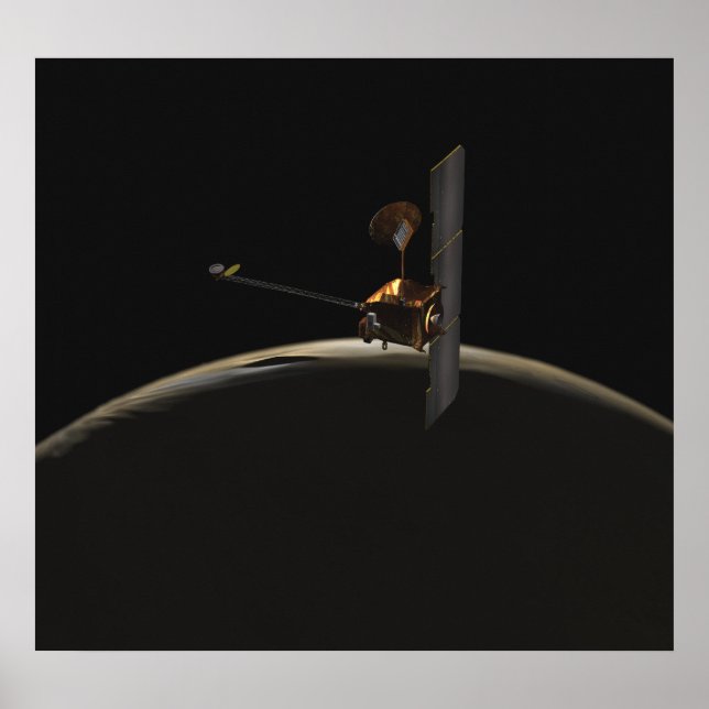 Póster Naves espaciales de Mars Odyssey sobre el amanecer (Frente)