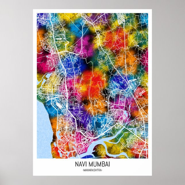 Póster Navi Mumbai Maharashtra City Map (Frente)