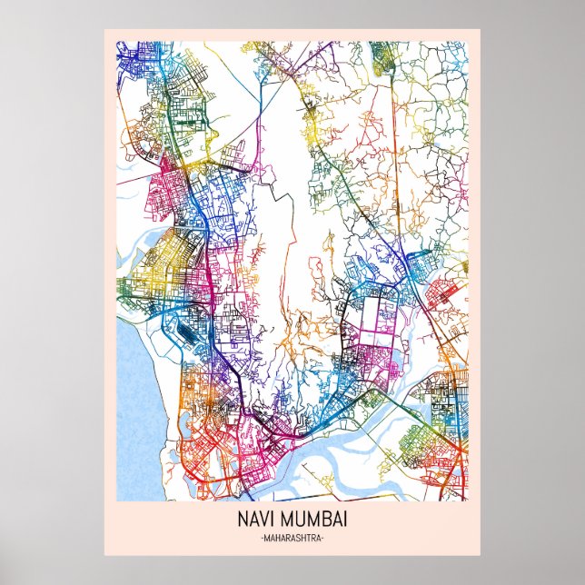 Póster Navi Mumbai Maharashtra City Map (Frente)