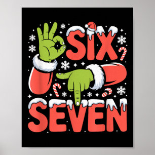 Póster Navidad 67 Funny Meme Xmas Seis Siete Santa Mano 