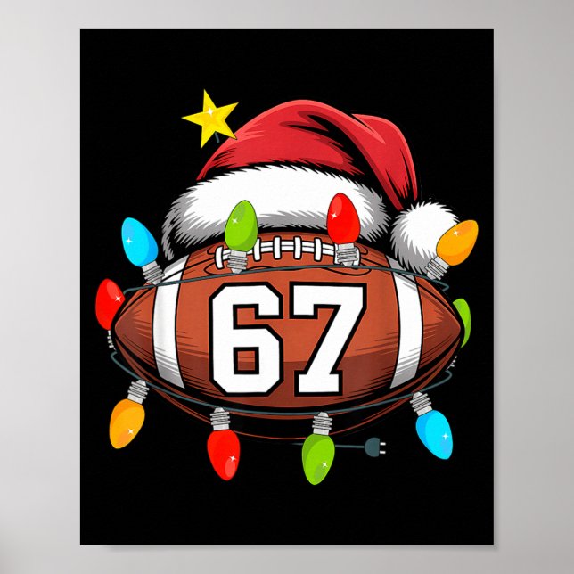 Póster Navidad 67 Meme Fútbol Gorro de Santa Divertido Xm (Frente)