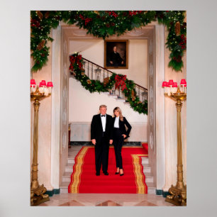 Póster Navidad acerca al presidente Donald Trump y a Mela