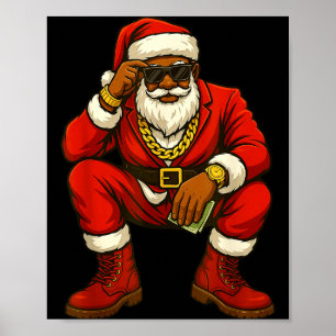 Póster Navidad afroamericana divertida afroamericana