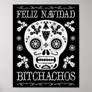 Póster Navidad Bitchachos Divertido Navidades Skull Meme 