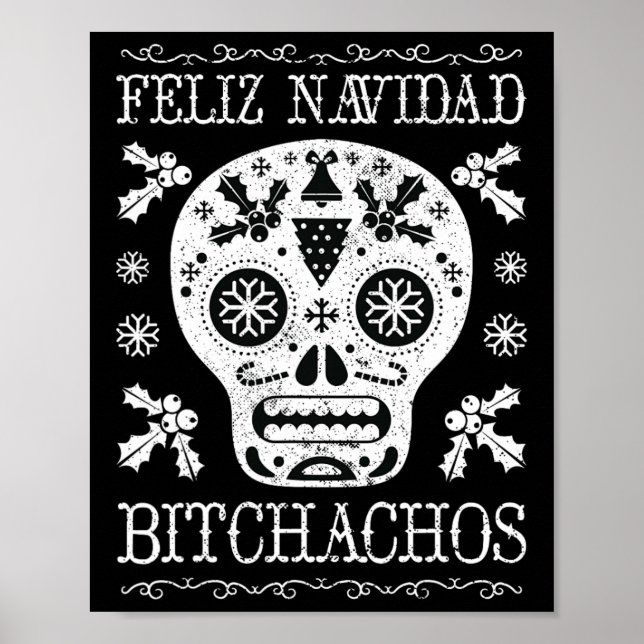Póster Navidad Bitchachos Divertido Navidades Skull Meme  (Frente)