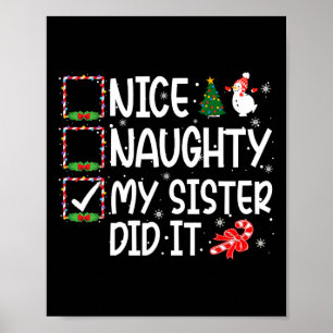 Póster Navidad Bonito Travieso Mi Hermana Lo Hizo Chicos 