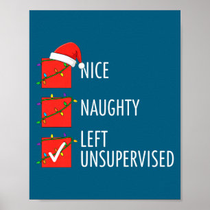 Póster Navidad Bueno Travieso Dejado Sin Supervisión Trav