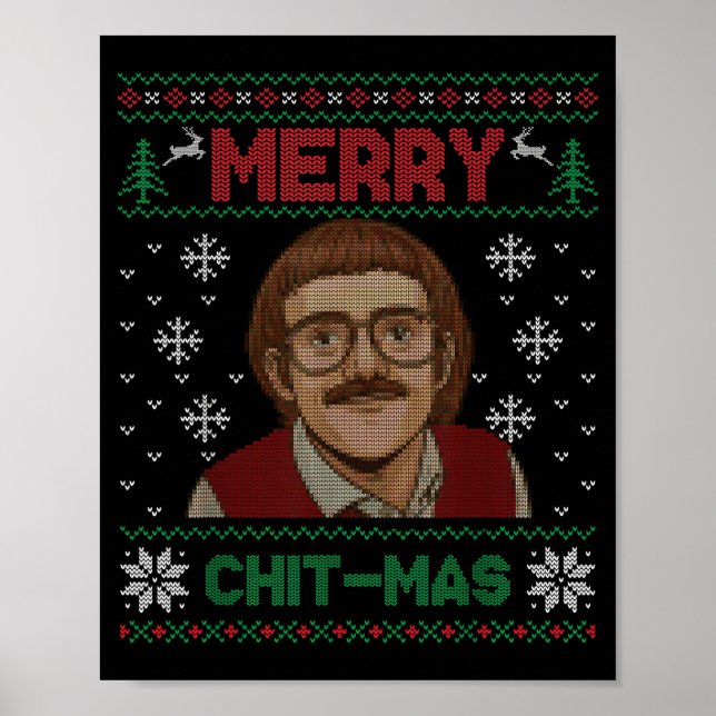 Póster Navidad Chit-mas Christmas Xmas divertida  (Frente)