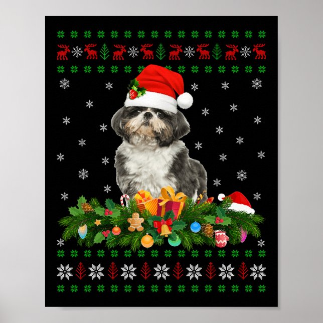 Póster Navidad coincidente con la familia iluminando a Cr (Frente)
