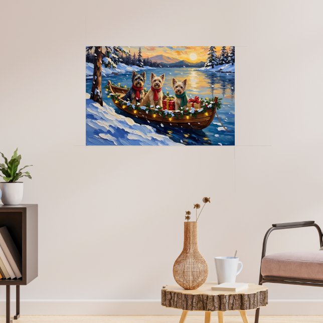 Póster Navidad con Barco de Terrier Tibetano (Salón 3)