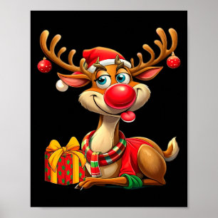 Póster Navidad Con Cuerno Divertido Regalo Xmas Largo 