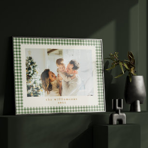 Póster Navidad con foto personalizada de cuadros escocese