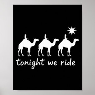 Póster Navidad Cristiana Esta Noche Cabalgamos Tres Hombr
