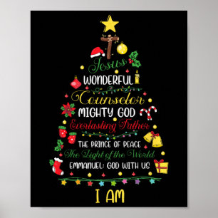 Póster Navidad Cristiana Jesús Biblia Nombres Árbol de Na