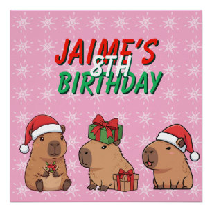 Póster Navidad Cumpleaños Capybara