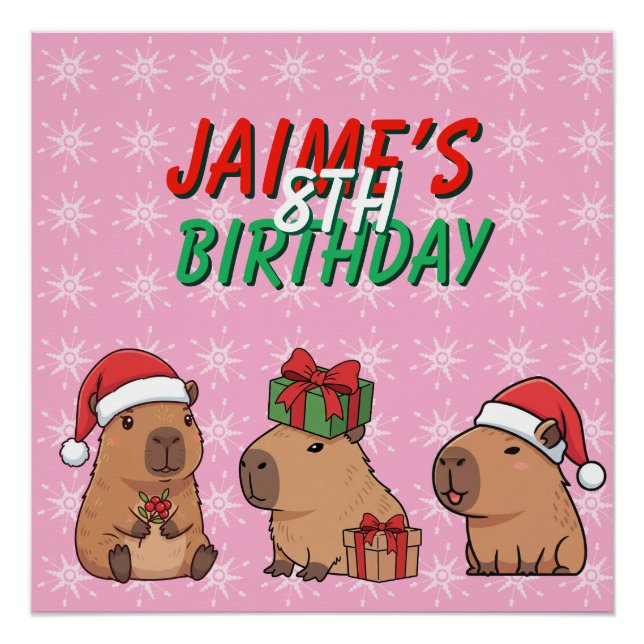 Póster Navidad Cumpleaños Capybara (Anverso)