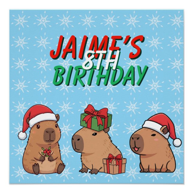 Póster Navidad Cumpleaños Capybara (Anverso)
