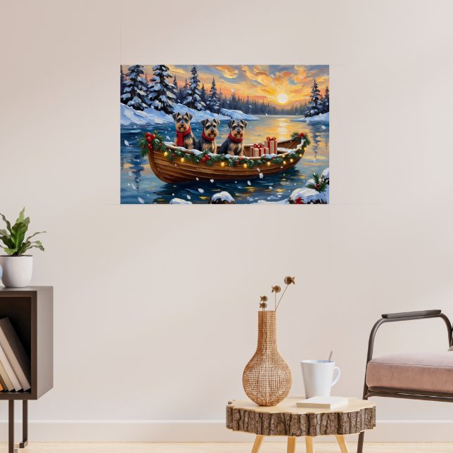 Póster Navidad de barco con Schnauzer (Salón 3)