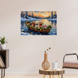 Póster Navidad de Cockapoo en Barco