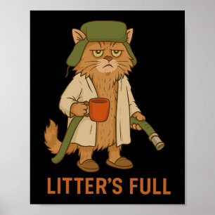 Póster Navidad de gato divertida, gato lleno de basura