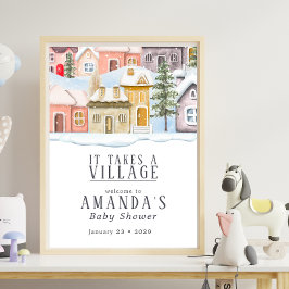 Póster Navidad de Invierno Toma un Pueblo Shower de Bebé