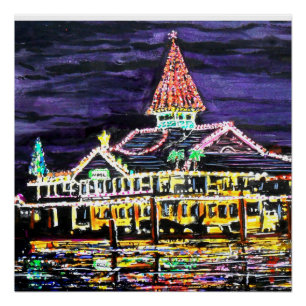 Póster Navidad de la playa de Newport
