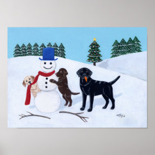 Póster Navidad de Labrador con las ilustraciones del