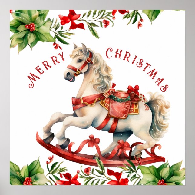 Póster Navidad de los caballos de Rockefeller Merry (Frente)