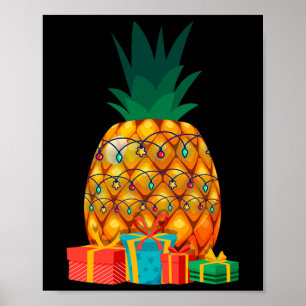 Póster Navidad de Piña Fruta Tropical Verano Hawaiano