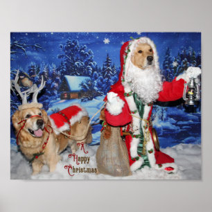 Póster Navidad de Santa del Victorian del golden