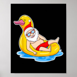 Póster Navidad de Verano En Julio Santa Tropical En Pisci