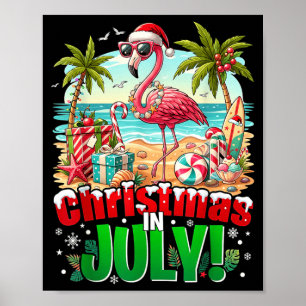 Póster Navidad de Verano Flamingo de Playa Hawaiano Mujer