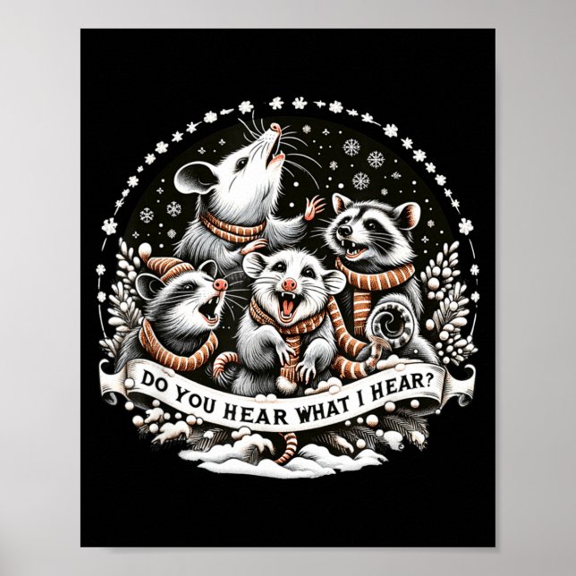 Póster Navidad de zarigüeya, Zarigüeya ¿Oyes lo que yo oi (Frente)