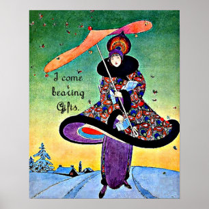 Póster Navidad del art déco