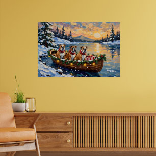 Póster Navidad del barco de Navidad del Bulldog