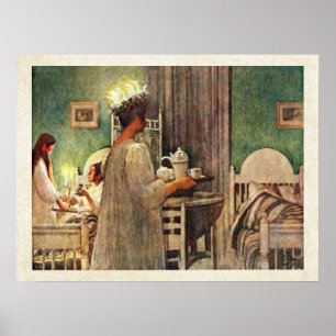Póster Navidad del día de Carl Larsson St Lucia en Suecia