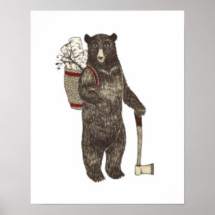 Póster Navidad del oso del país