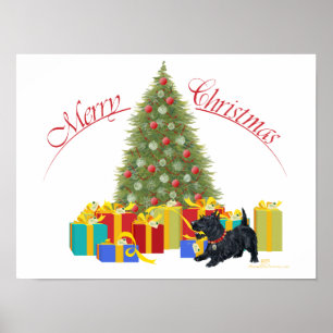Póster Navidad del Terrier Escocés