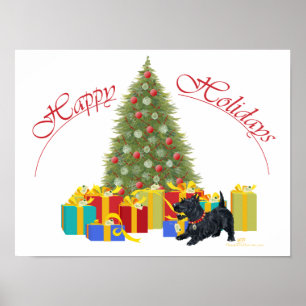 Póster Navidad del Terrier Escocés