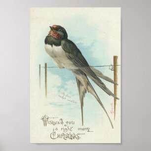 Póster Navidad del vintage del trago de granero