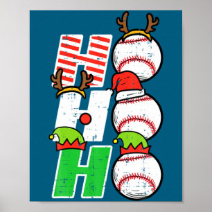 Póster Navidad Divertida Béisbol Ho Ho Ho