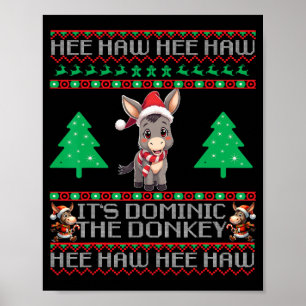 Póster Navidad divertida burro de Navidad italiano Domini