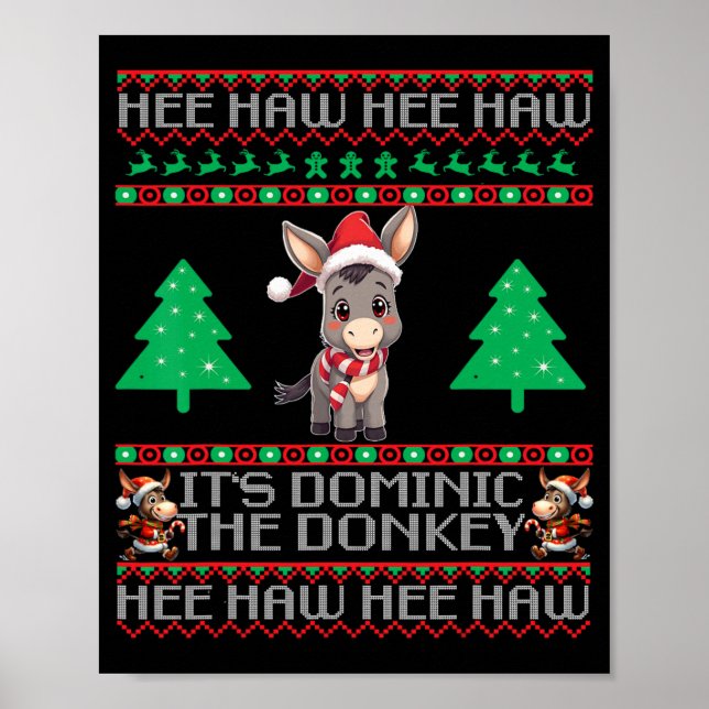 Póster Navidad divertida burro de Navidad italiano Domini (Frente)