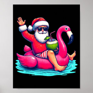 Póster Navidad divertida en julio flamenco flotante de ve