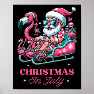 Póster Navidad Divertida En Julio Santa De Verano Flaming