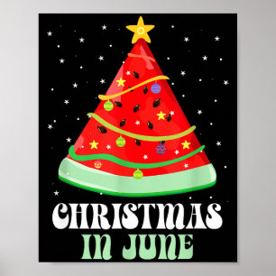 Póster Navidad divertida en junio _ árbol de sandía _ ver