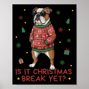 Póster Navidad Divertida ¿Es Vacaciones De Navidad Bulldo
